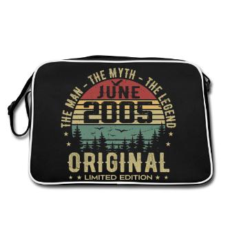 2005 Juni 2005 Geburtstag Juni 2005 Juni Geschenk - Retro Tasche - Schwarz/Weiß - Hinten