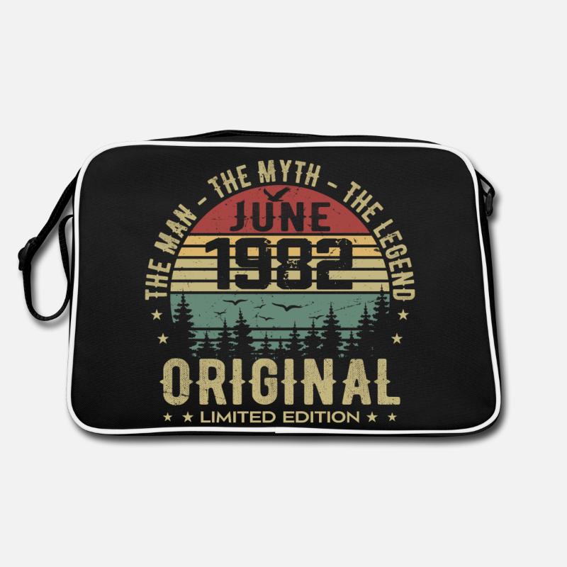 1982 Juni 1982 Geburtstag Juni 1982 Juni Geschenk - Retro Tasche - Schwarz/Weiß