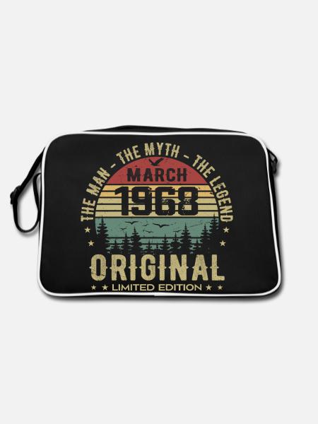 Geschenk zum 57-jährigen Jubiläum Original März 1968 - Retro Tasche - Schwarz/Weiß