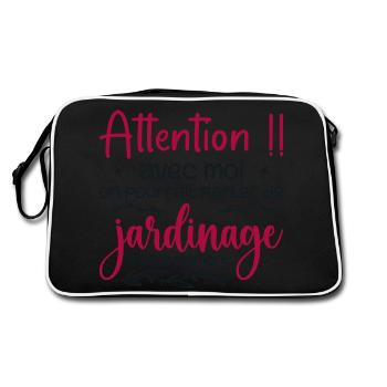 Parler Jardinage à Tout Moment - Cadeau Jardinier - Sac Retro - noir/blanc - Dos