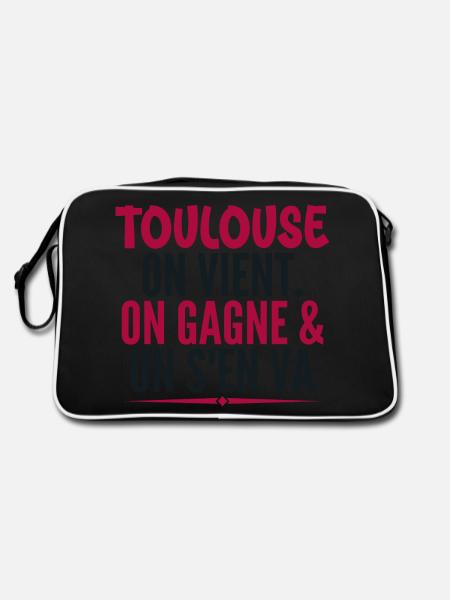 Rugby Toulouse Humour Cadeau Supporter Rugby - Sac Retro - noir/blanc - Dos