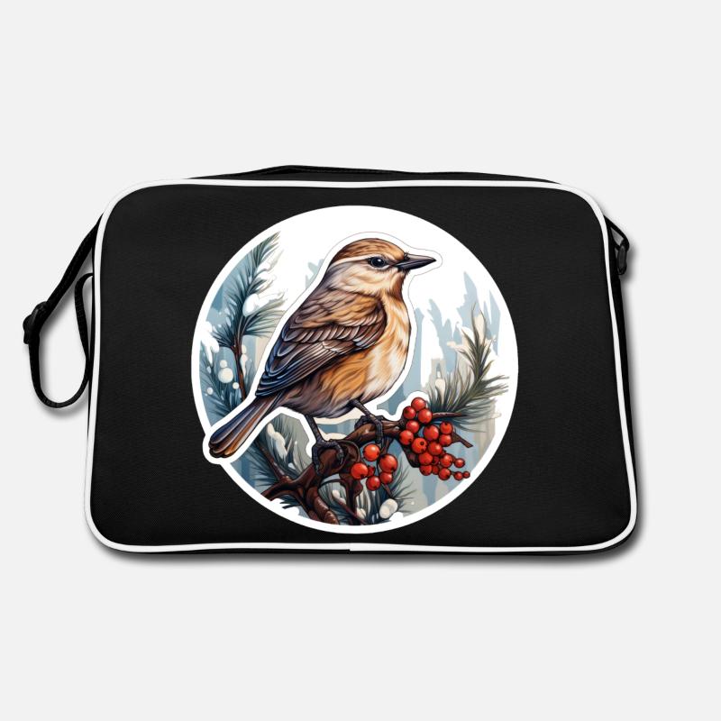 Vogel im Winter Retro Tasche