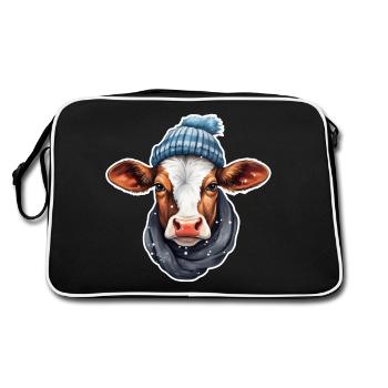 Kuh-Winterfest - Retro Tasche - Schwarz/Weiß - Hinten