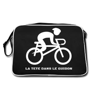 velo vélo vélos velos cycliste tete dans le guidon - Sac Retro - noir/blanc - Dos