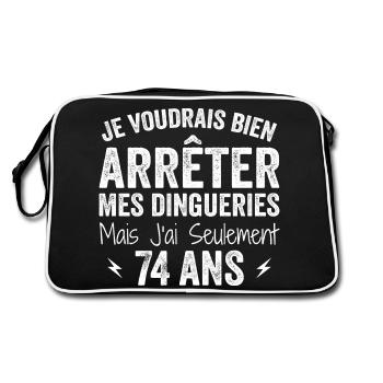 74. Geburtstagsgeschenk Lustig 74 Jahre - Retro Tasche - Schwarz/Weiß - Hinten