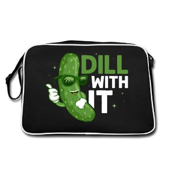 Dill With It Pickle Vegan Cucumber - Retro Tasche - Schwarz/Weiß - Hinten