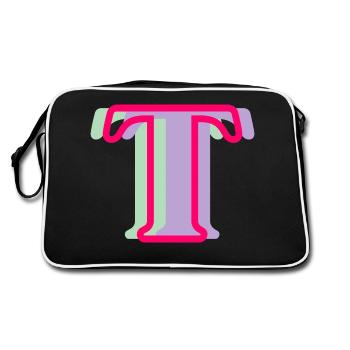 Multicolored letter t - Retro Bag - black/white - Back