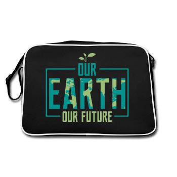 Notre Terre, notre avenir Journée de la Terre Avion environnemental - Sac Retro - noir/blanc - Dos