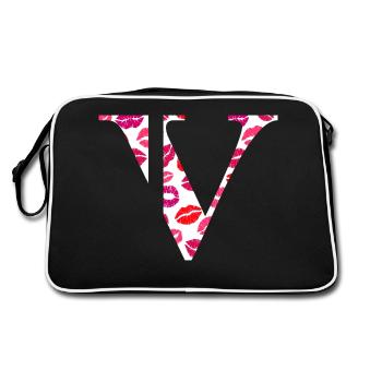Buchstabe v Küsse - Retro Tasche - Schwarz/Weiß - Hinten