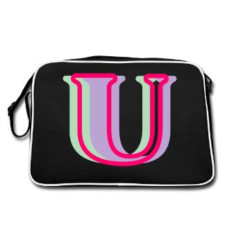 Multicolored letter u - Retro Bag - black/white - Back