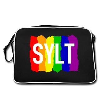 Sylt - Nordsee Insel - Deutschland Küste - Moin - Retro Tasche - Schwarz/Weiß - Hinten