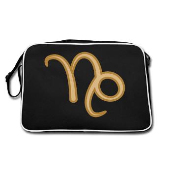 Symbole du zodiaque Capricorne Deux Tons Doré - Sac Retro - noir/blanc - Dos