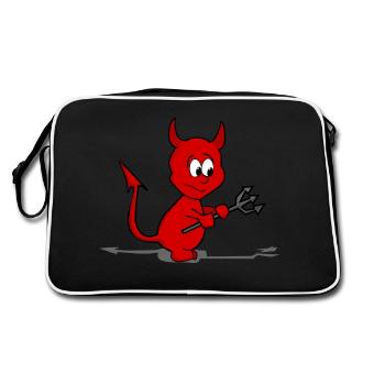 Teufel rot - Retro Tasche - Schwarz/Weiß - Hinten