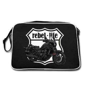 Chopper // Custom // Motorcycle - Retro Bag - black/white - Back