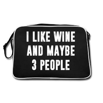 I Like Wine And Maybe 3 People Funny Sayings - Retro Bag - black/white - Back