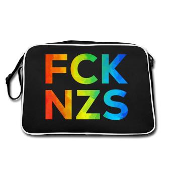 Fck NZS Regenbogen - Retro Tasche - Schwarz/Weiß - Hinten