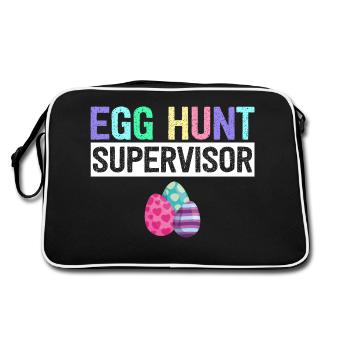 Superviseur de la chasse aux oeufs Fête de chasse aux oeufs maman papa - Sac Retro - noir/blanc - Dos