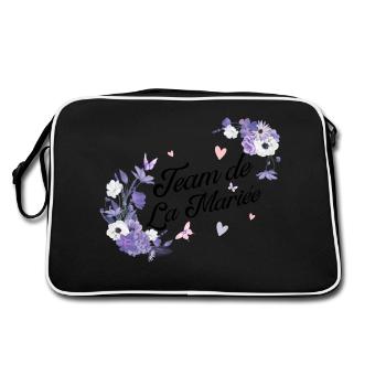 Purple floral bridal team - Retro Bag - black/white - Back
