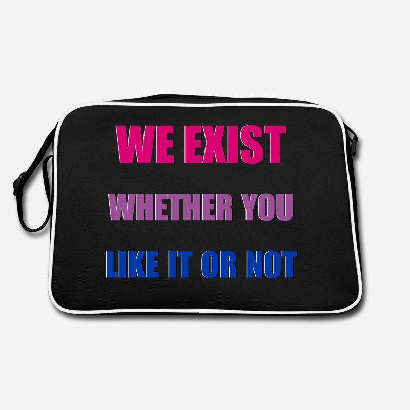 We Exist - Bisexuelle Flagge - Retro Tasche - Schwarz/Weiß
