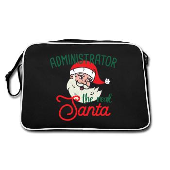 Admin xmas the real Santa Weihnachten - Retro Tasche - Schwarz/Weiß - Hinten