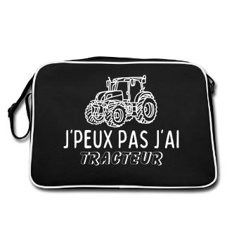 J'peux pas, j'ai tracteur, vie à la ferme - Sac Retro - noir/blanc - Dos