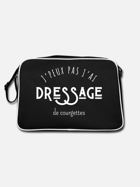 J’peux pas j’ai dressage de courgettes - humour - Sac Retro - noir/blanc