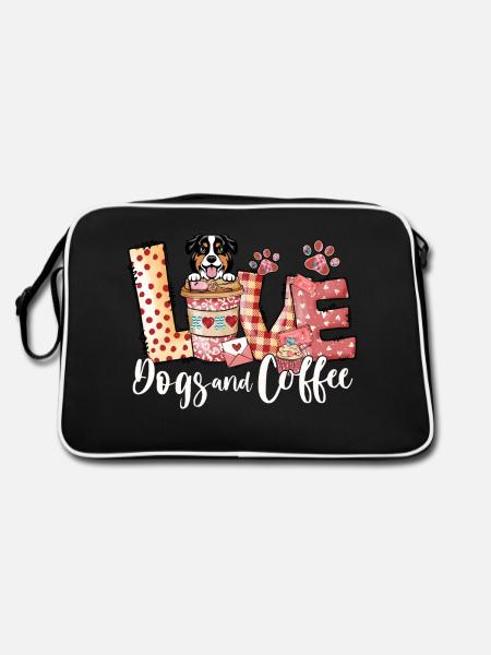 Australian Shephard Dog Coffee Lover Valentines Da - Retro Bag - black/white - Back