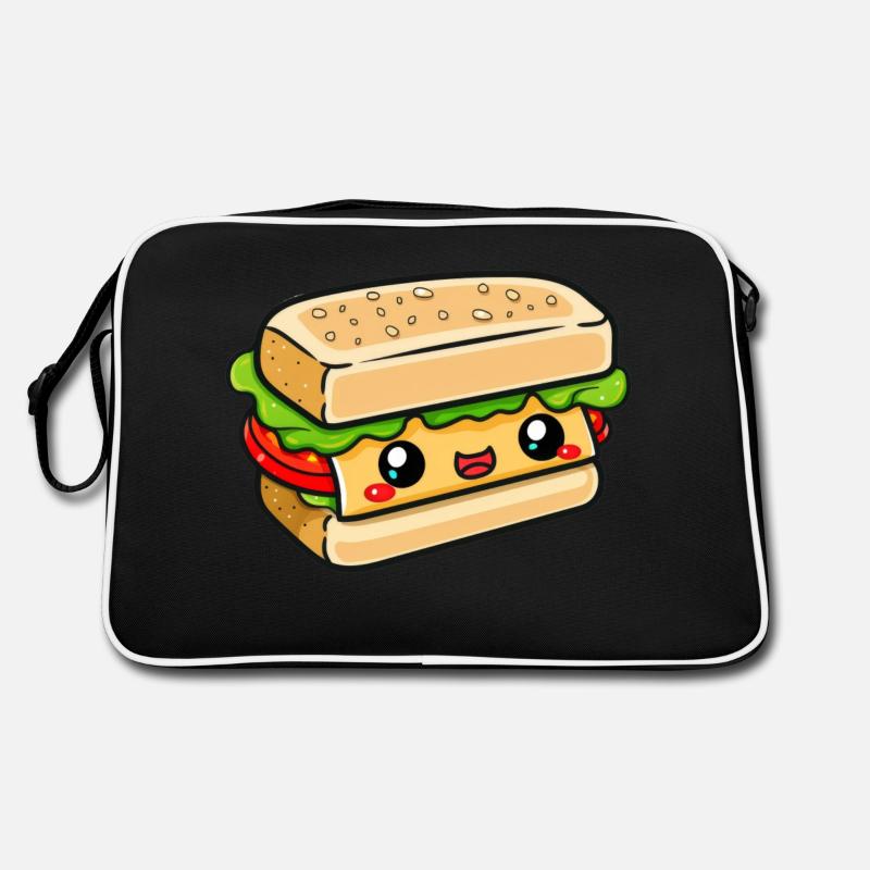 Sandwich mit Gesicht - Retro Tasche - Schwarz/Weiß
