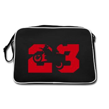 Moto 23 Biker - Retro Tasche - Schwarz/Weiß - Hinten