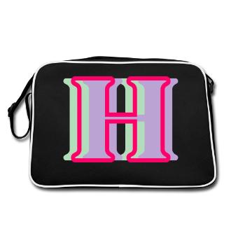 Multi-coloured letter h - Retro Bag - black/white - Back