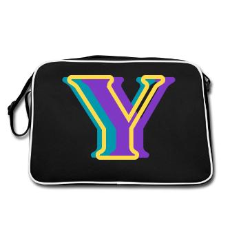 Mehrfarbiger Buchstabe y - Retro Tasche - Schwarz/Weiß - Hinten