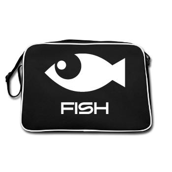 Icône de poisson minimaliste Pêche Mer Océan - Sac Retro - noir/blanc - Dos