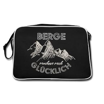 Berge machen mich glücklich - Wandern - Retro Tasche - Schwarz/Weiß - Hinten
