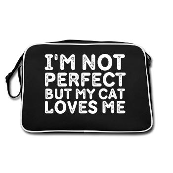 Ich bin nicht perfekt, aber meine Katze liebt mich - Retro Tasche - Schwarz/Weiß - Hinten