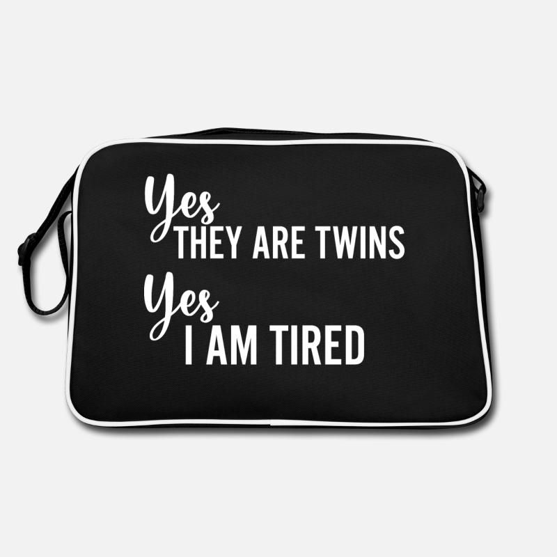 Ja, sie sind Zwillinge, ja, ich bin müde, lustige Eltern - Retro Tasche - Schwarz/Weiß
