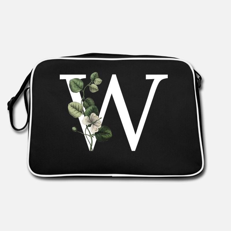 Grüner botanischer Buchstabe w Retro Tasche