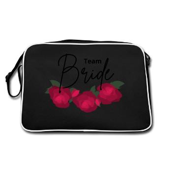 Team Bride Minimalist Red Flower - Retro Bag - black/white - Back