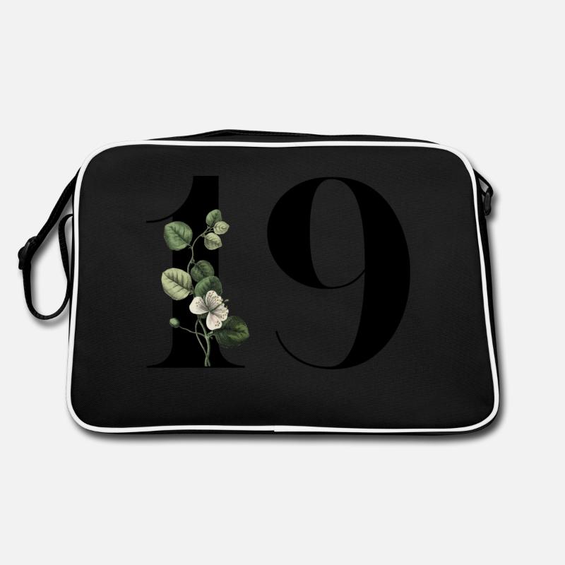 Nummer 19 Blumengrün -19. Blumengeburtstag Retro Tasche
