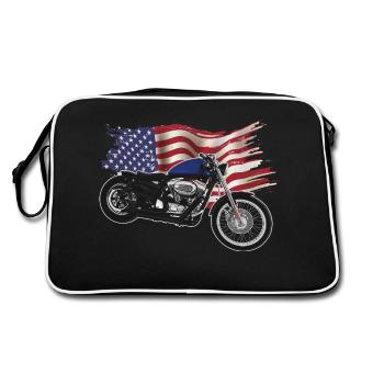 Chopper // Custom // Motorcycle - Retro Bag - black/white - Back