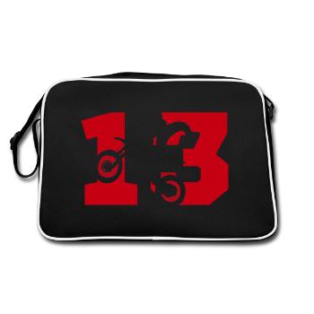 Moto 13 Biker - Retro Tasche - Schwarz/Weiß - Hinten