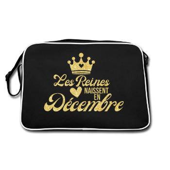 Königinnen werden im Dezember geboren goldener Glitzer - Retro Tasche - Schwarz/Weiß - Hinten
