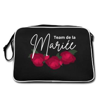 Minimalistisches Brautteam mit roter Blume - Retro Tasche - Schwarz/Weiß - Hinten