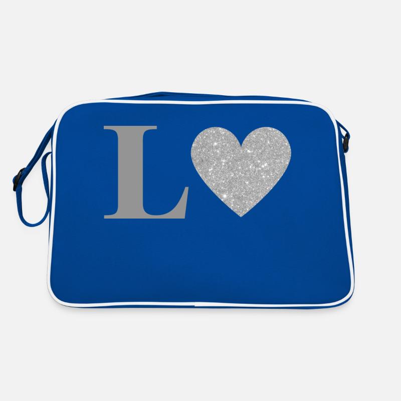 Buchstabe l silbernes Herz Retro Tasche