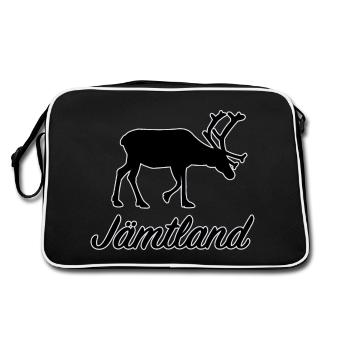 Jämtland Rentier Sverige Nordschweden Schweden - Retro Tasche - Schwarz/Weiß - Hinten