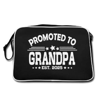 Beförderung zum Opa 2025 - Retro Tasche - Schwarz/Weiß - Hinten