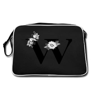 Lettre w floral noir et blanc - Sac Retro - noir/blanc - Dos