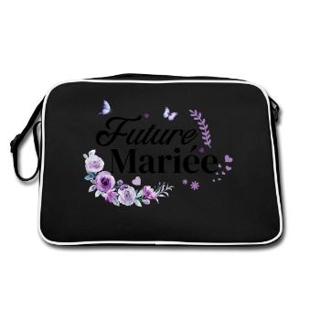 Lila geblümte Braut in spe - Retro Tasche - Schwarz/Weiß - Hinten