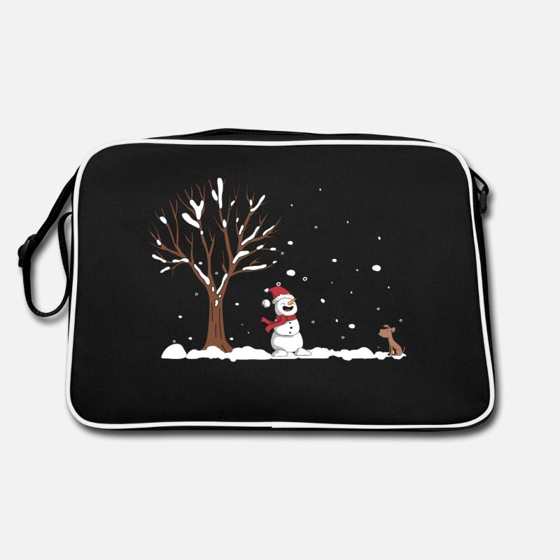 Schneemann Illustration Geschenk Retro Tasche