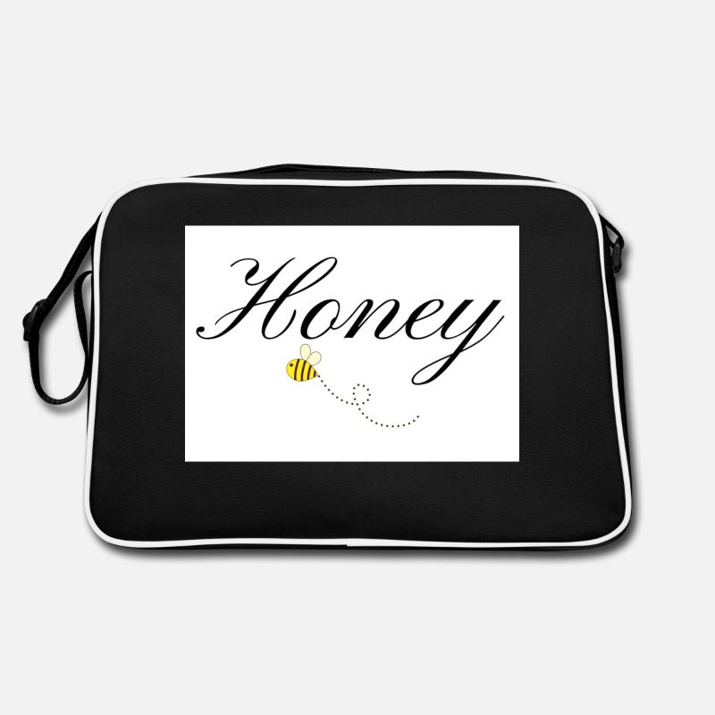 Honey Bee in Elegant Typography and flying Bee Retro Bag