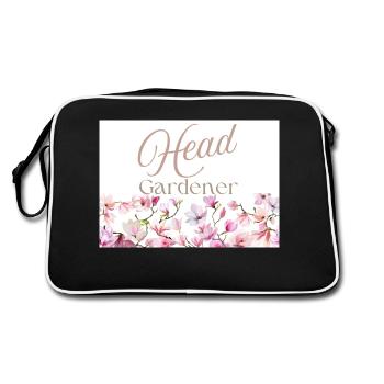 Head Gardener Elegant Script with Floral Border - Retro Bag - black/white - Back